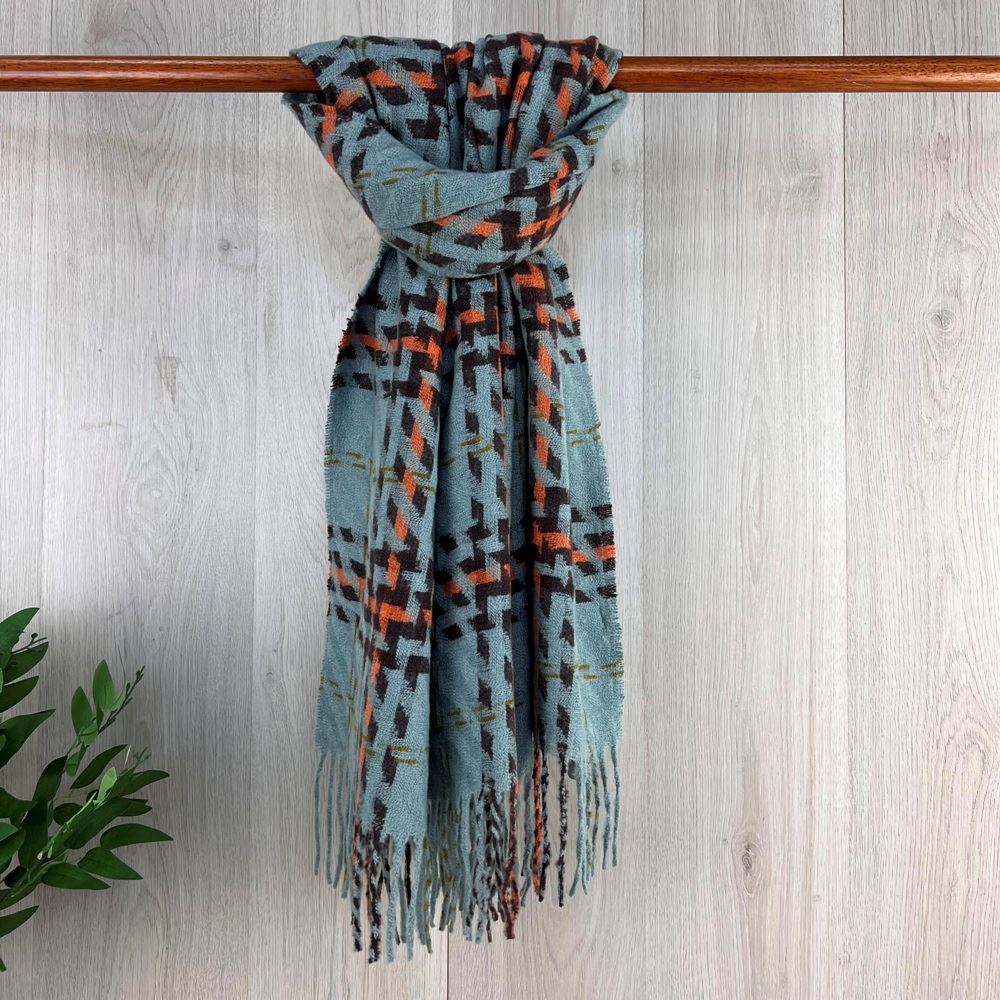 Ladies Blue Patterned Scarf
