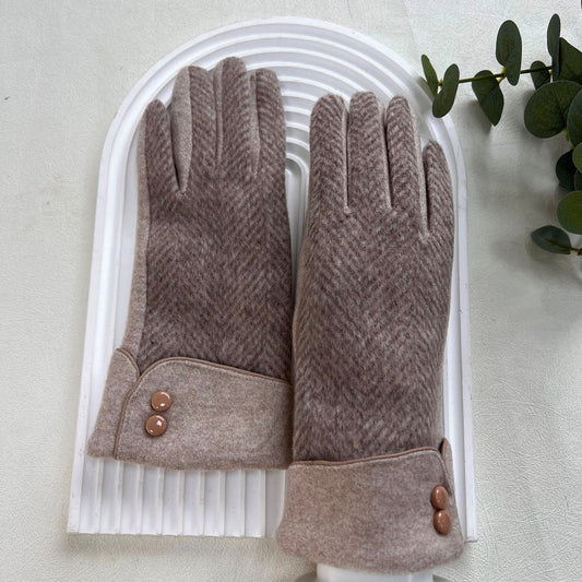 Beige Wrist-Fold Ladies Glove