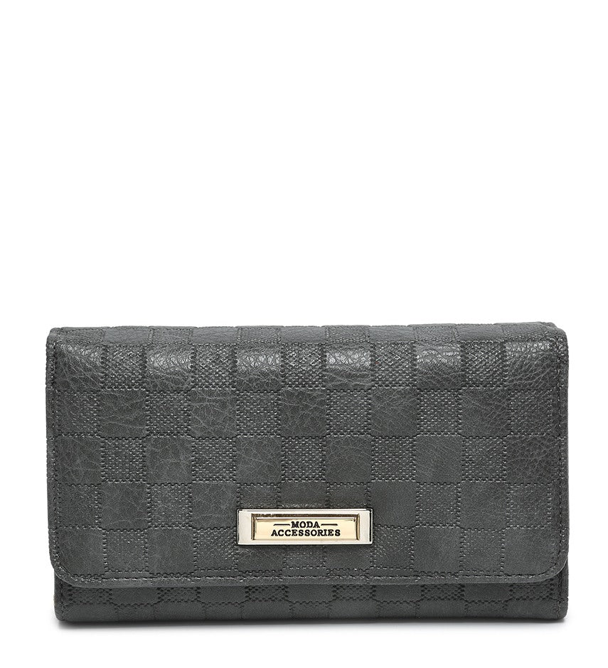 Dark Grey Checkerboard Pattern Purse