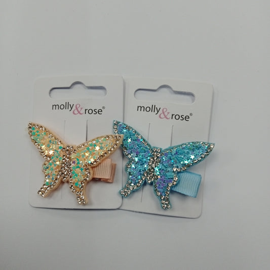 Diamante And Glitter Butterfly Clip