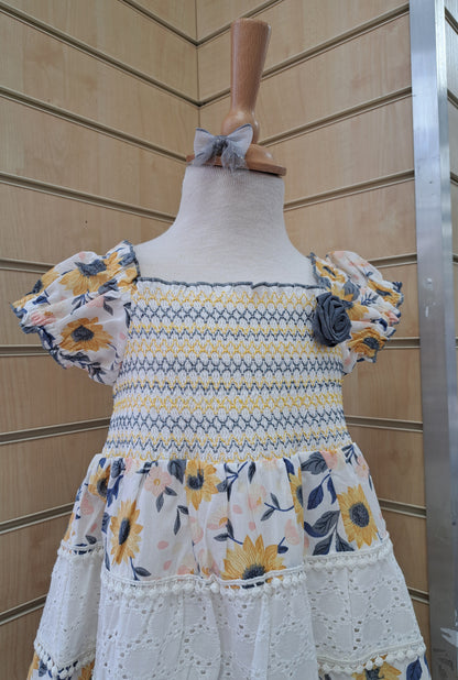ditsy floral print mustard dress