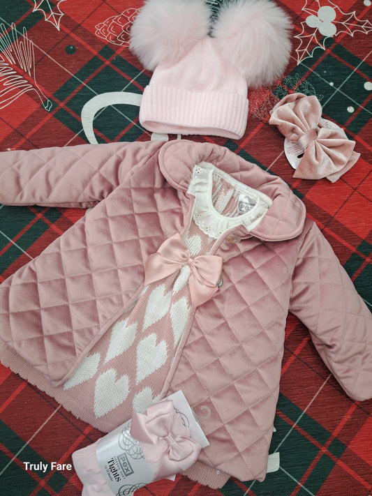 Velour Quilt Dusky Pink Coat