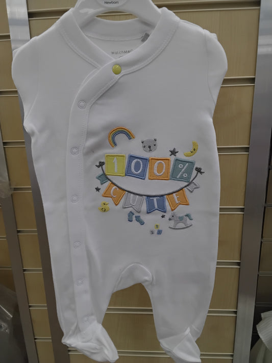 Baby "100% cute" Cotton Sleepsuit