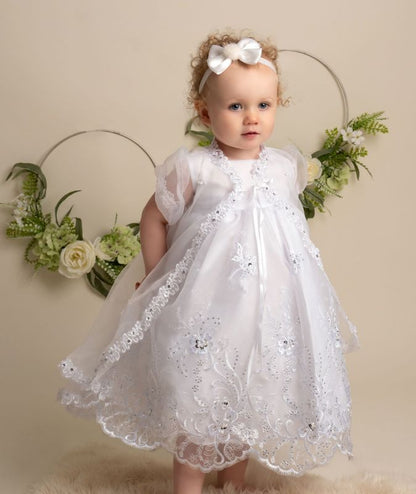 Girls White 396 3-Piece Christening Dress