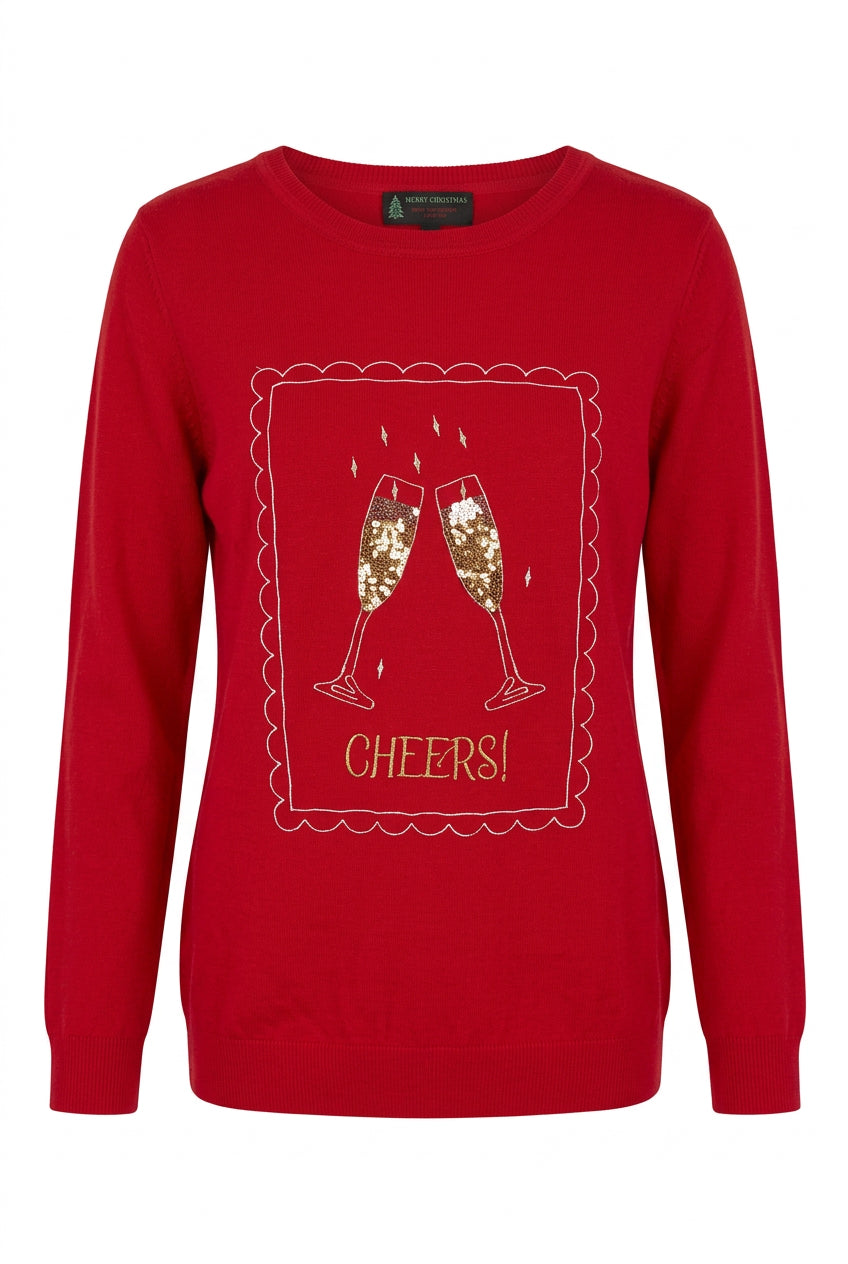 Red “Cheers”  Christmas Jumper