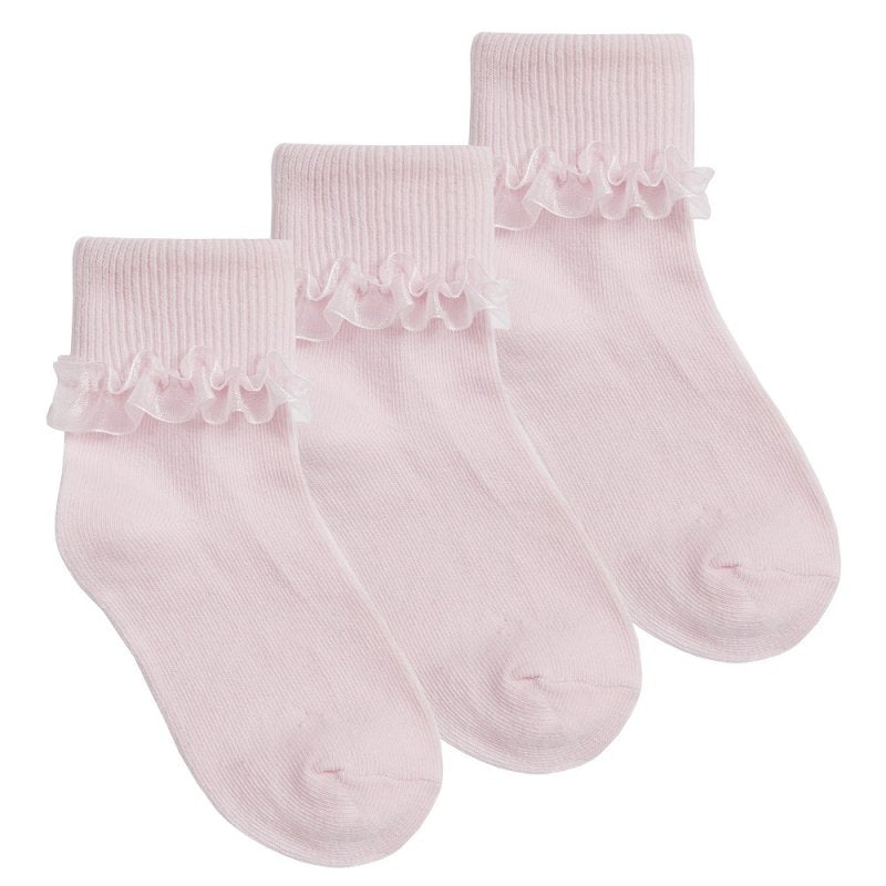 Girls 3pk Frilly Lace ankle Sock pink