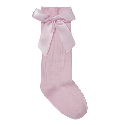 Baby Girls Knee High Pink Sock with Bow (1 Pair)