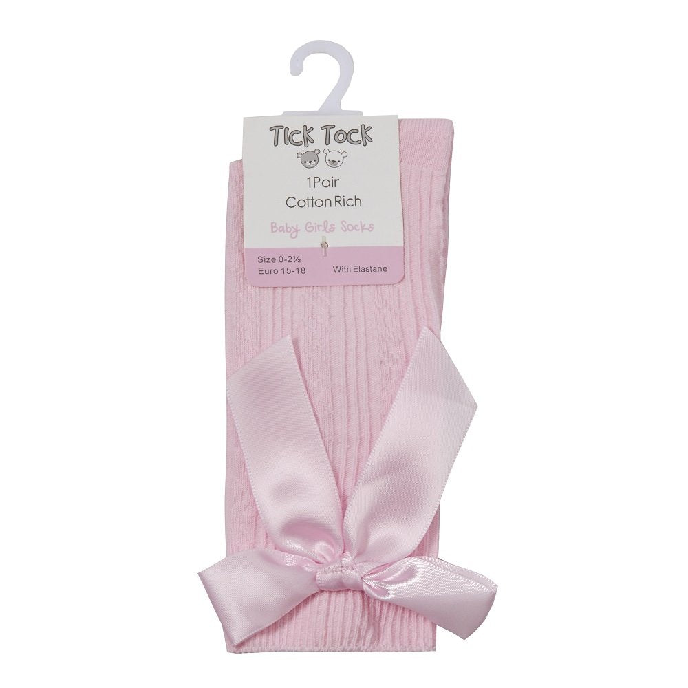 Baby Girls Knee High Pink Sock with Bow (1 Pair)