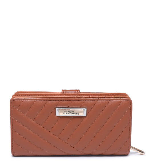 Brown Ladies Purse with Stitched Detailing