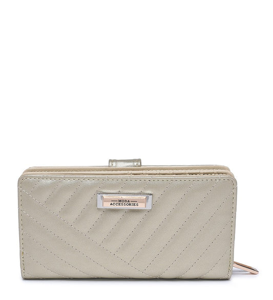 Gold Ladies Purse with Stitched Detailing