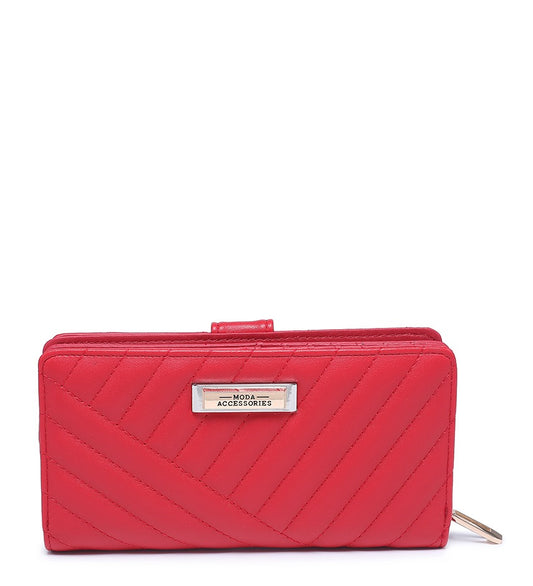 Red Ladies Purse with Stitched Detailing