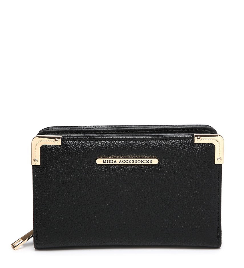 Small Ladies Purse with Gold Detailing in Black