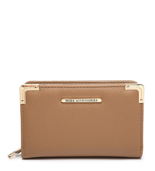 Small Ladies Purse with Gold Detailing in Brown