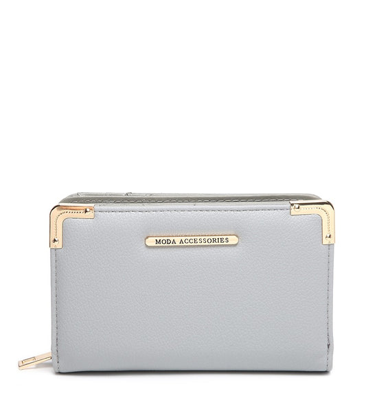 Small Ladies Purse with Gold Detailing in Grey