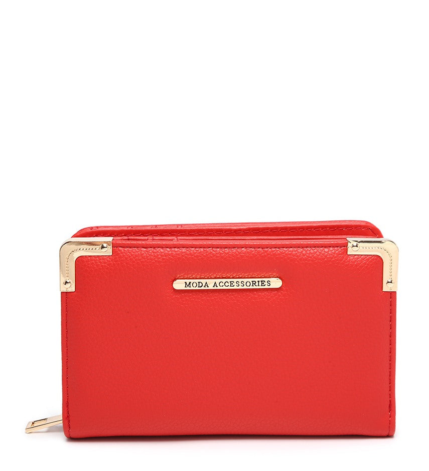 Small Ladies Purse with Gold Detailing in Red