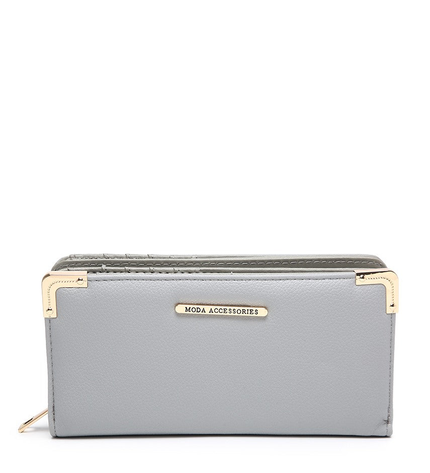 Ladies Purse with Gold Detailing in Grey