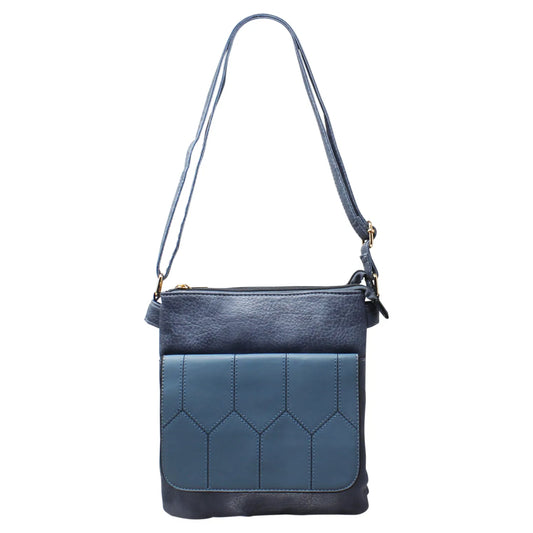 Duo-Compartment Crossbody With Honeycomb Front Flap 6668 Lake Blue