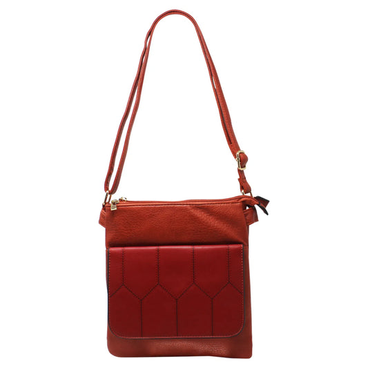 Duo-Compartment Crossbody With Honeycomb Front Flap 6668 orange