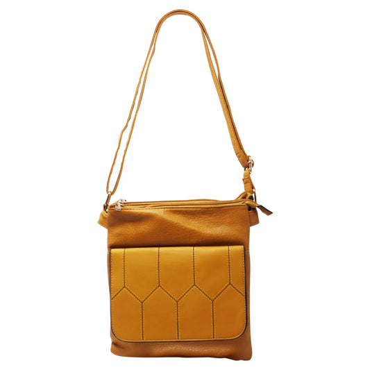 Duo-Compartment Crossbody With Honeycomb Front Flap 6668 yellow