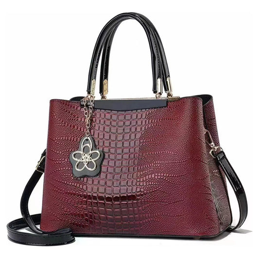 Croc Patterned Multi-Compartments Handbag 68939 Red