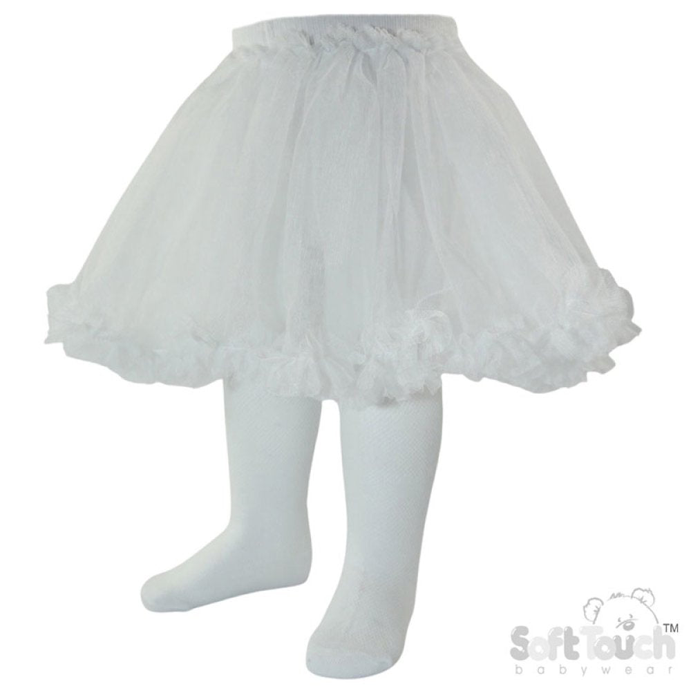 White Floral Tights and Organza Tu Tu set