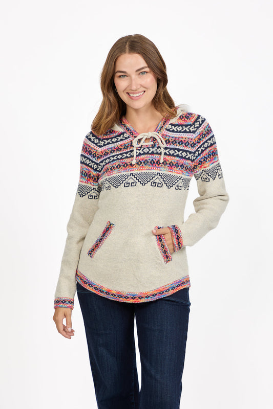 Beige Fair Isle Hooded Jumper