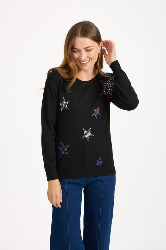Black Star Diamanté Embellished Jumper