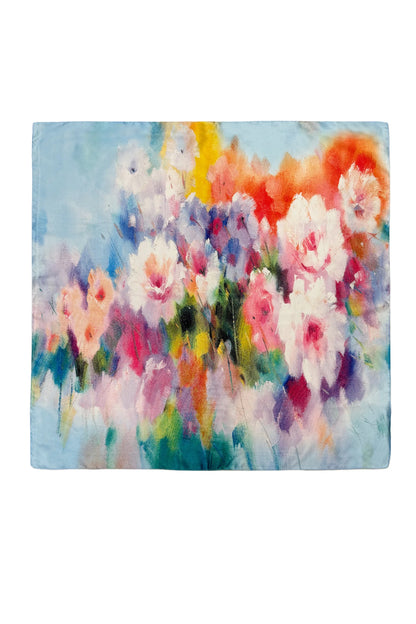 Art Abstract Print Silk Floral Scarf