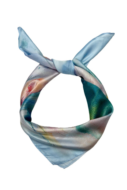 Art Abstract Print Silk Floral Scarf