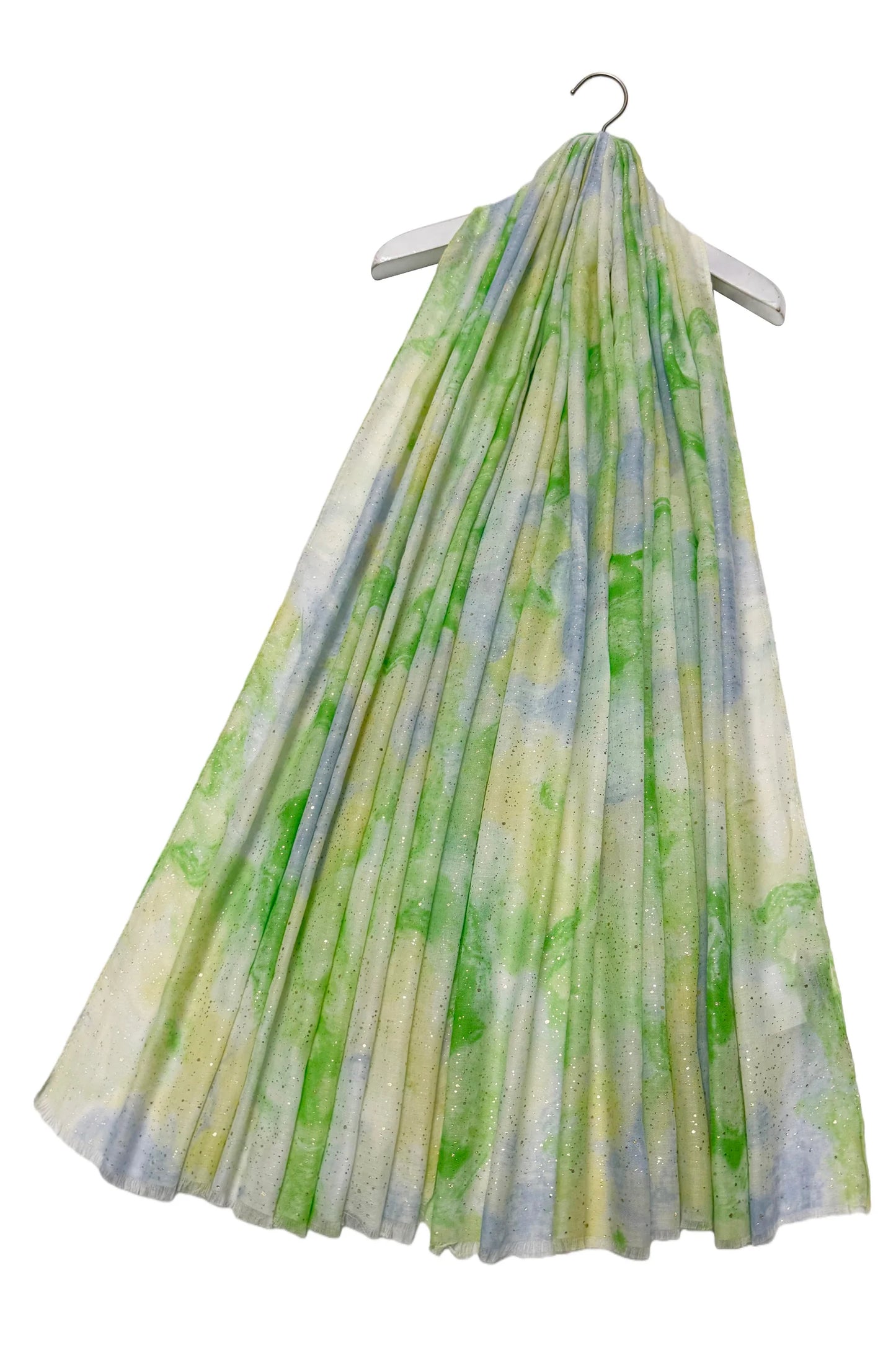 Marble Ink Print Foiled Scarf in Green