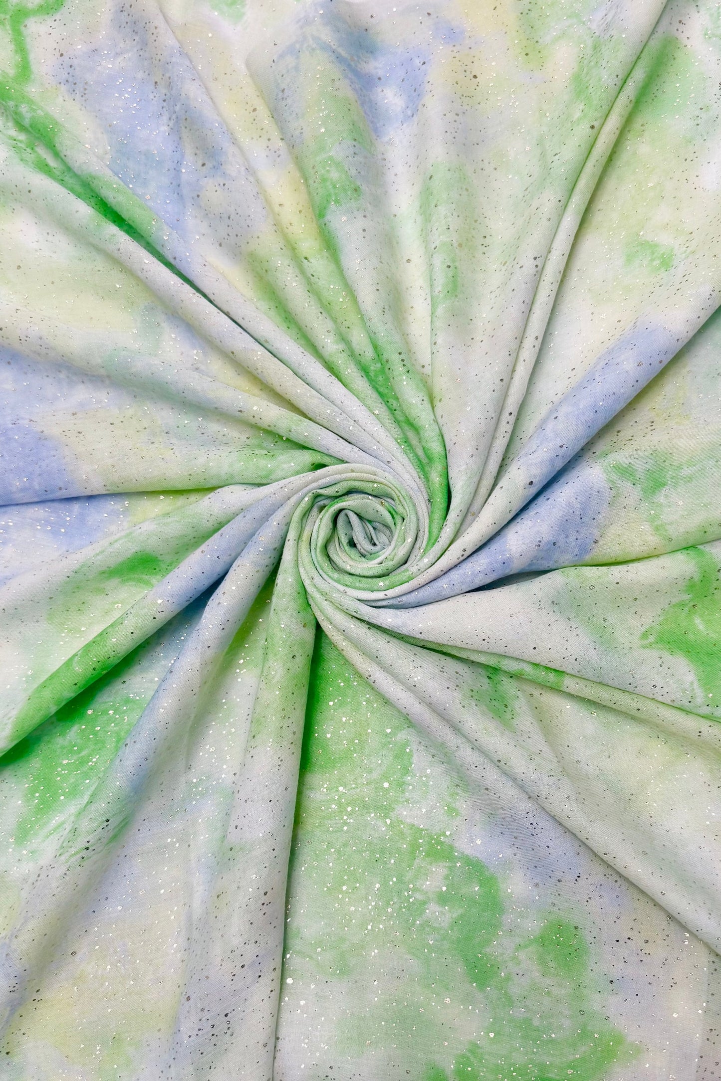 Marble Ink Print Foiled Scarf in Green