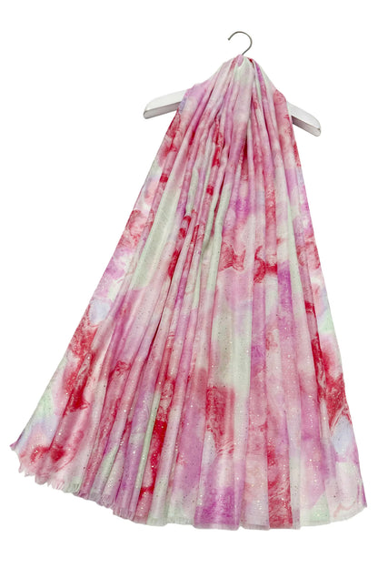 Marble Ink Print Foiled Scarf in Lilac