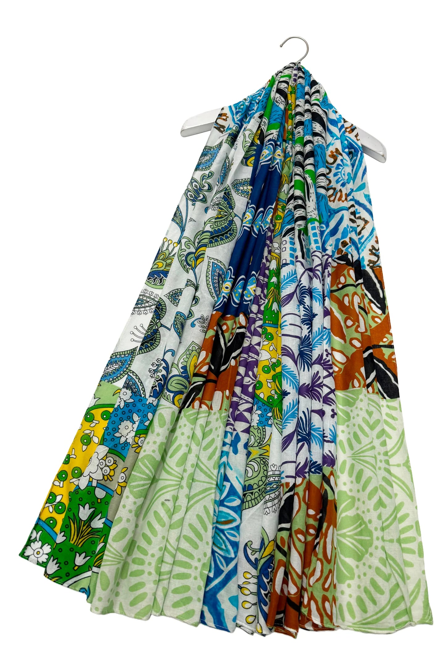 Textile Patchwork Cotton Scarf in Green