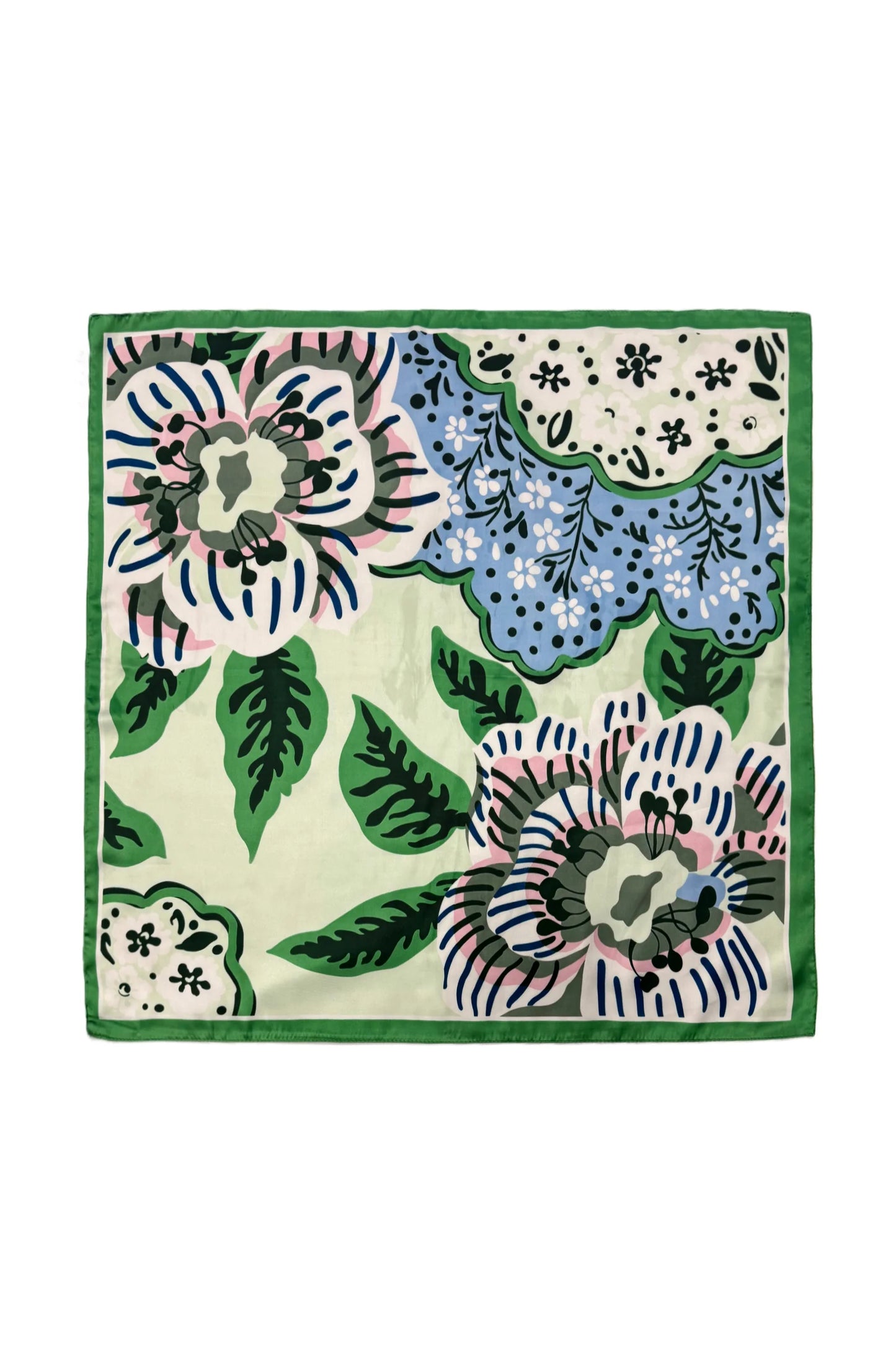 Green Cherry Blossom Square Scarf