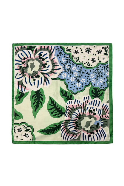 Green Cherry Blossom Square Scarf
