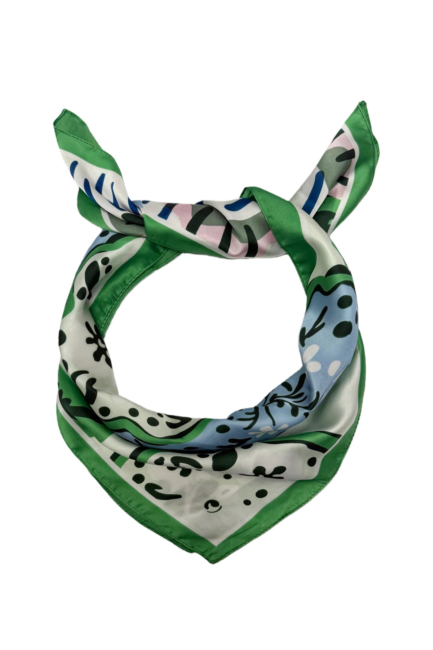 Green Cherry Blossom Square Scarf
