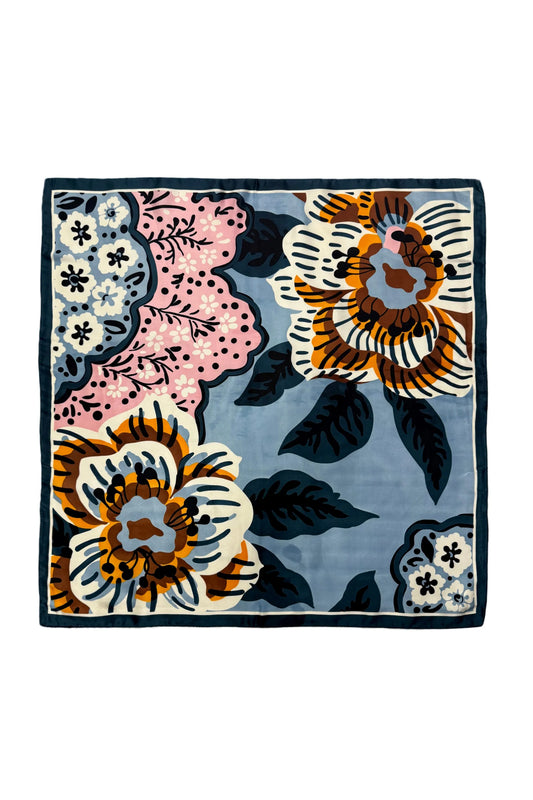 Blue Cherry Blossom Square Scarf