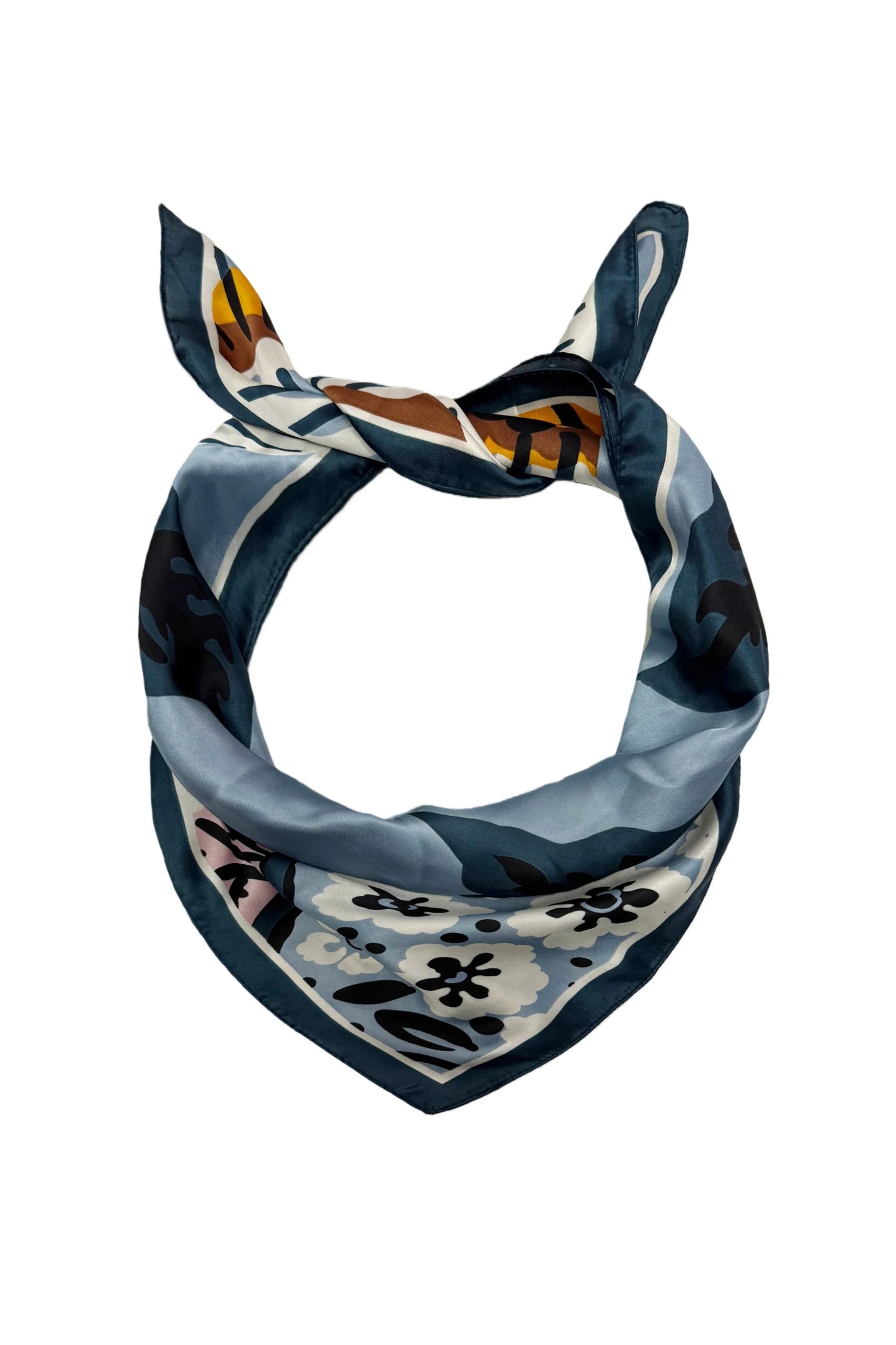Blue Cherry Blossom Square Scarf