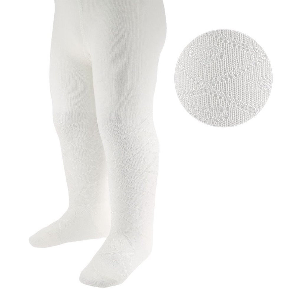 Cream Baby Tights with Pattern on Legs
