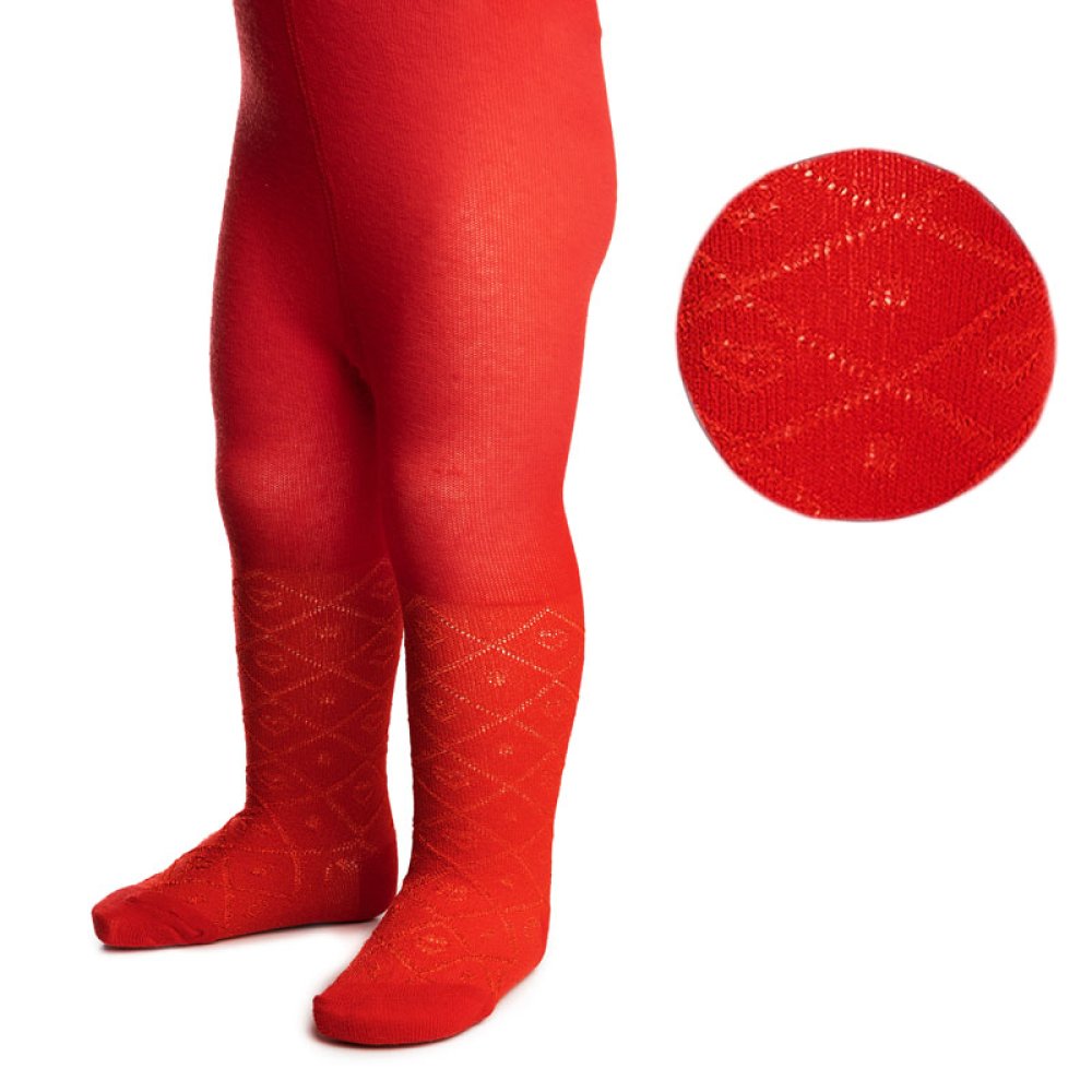 Red Baby Tights with Pattern on Legs