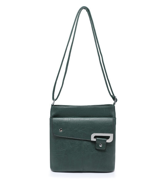 Ladies Green Crossbody Bag with Front Folding Flap