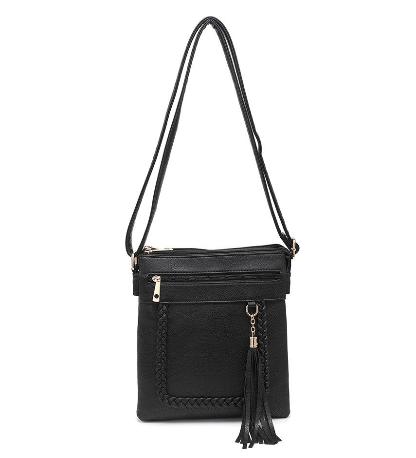 Ladies Small Tassel Detail Handbag in Black
