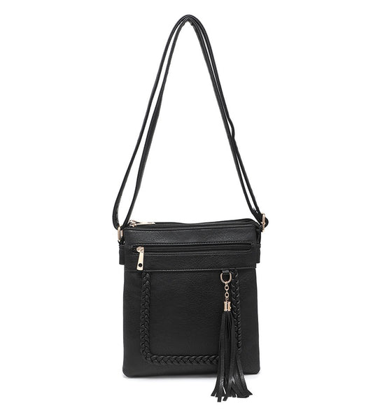 Ladies Small Tassel Detail Handbag in Black