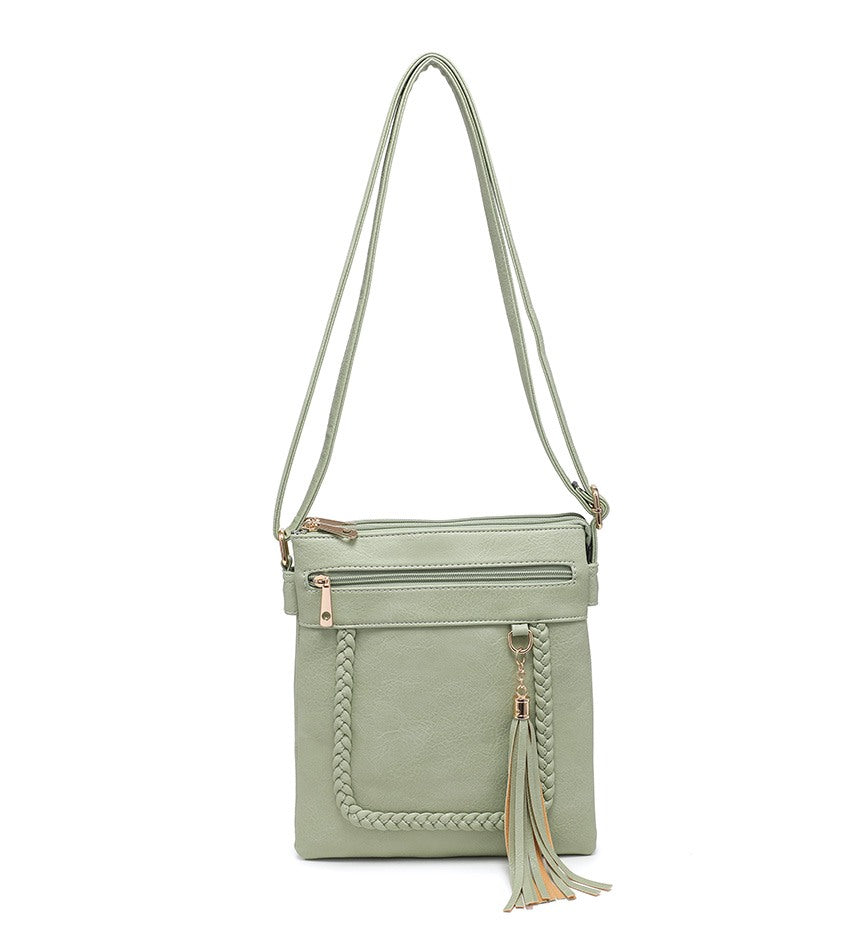 Ladies Small Tassel Detail Handbag in Green