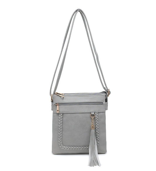 Ladies Small Tassel Detail Handbag in Grey