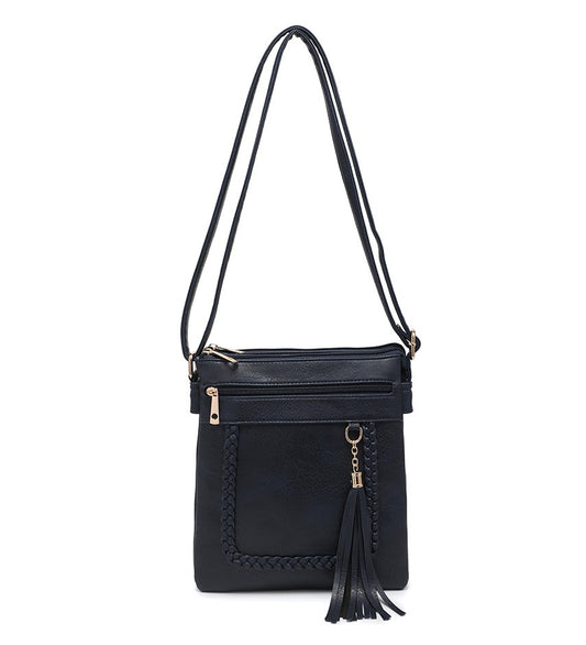 Ladies Small Tassel Detail Handbag in Navy