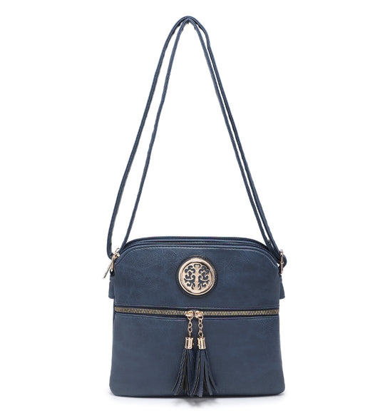 Blue Ladies Crossbody Bag With Tassel Decoration