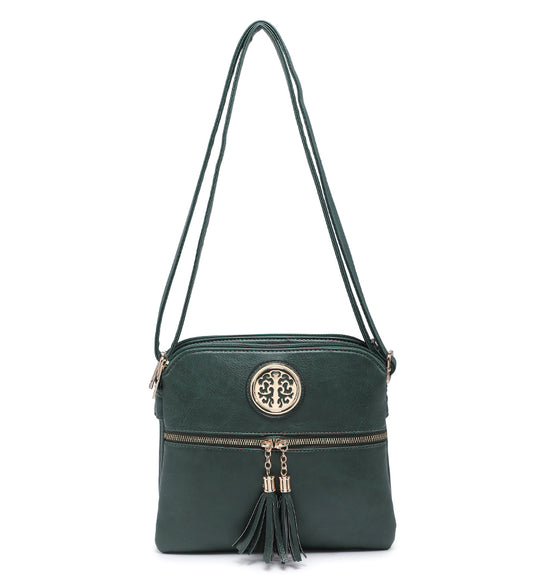 Green Ladies Crossbody Bag With Tassel Decoration