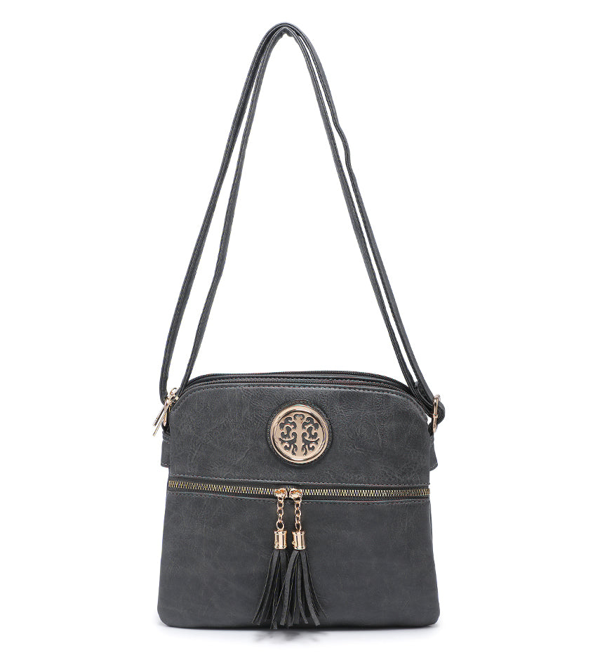 Grey Ladies Crossbody Bag With Tassel Decoration