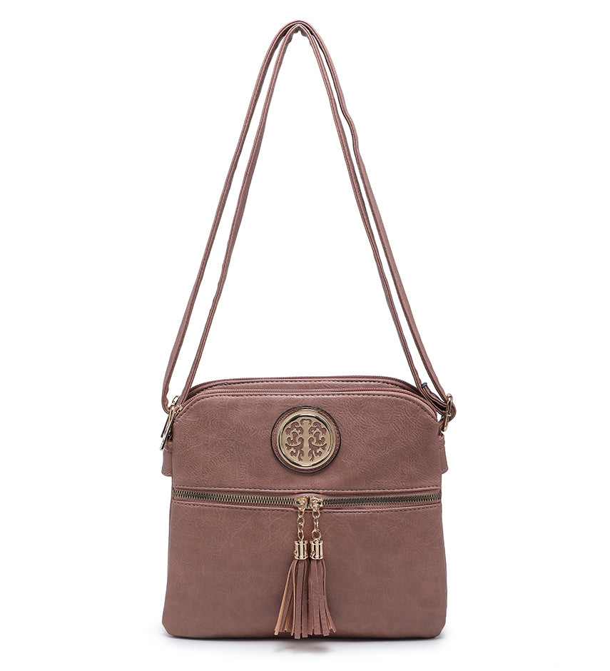 Pink Ladies Crossbody Bag With Tassel Decoration